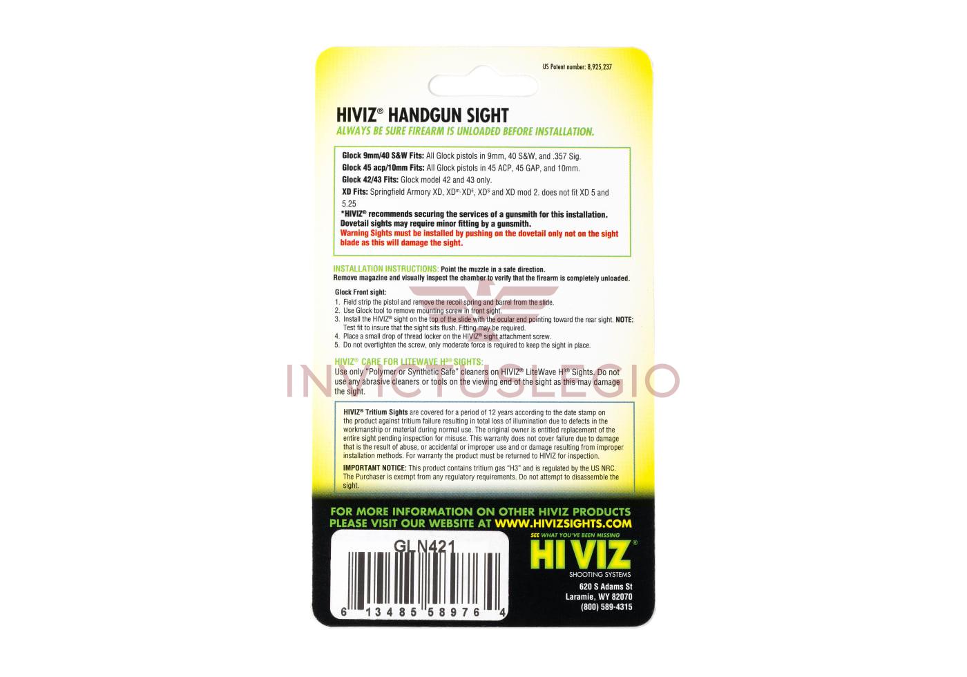 HIVIZ LITEWAVE H3 TRITIUM/LITEPIPE SIGHT SET FOR GLOCK 42/43/48 GLN421 - INVICTUSLEGIO