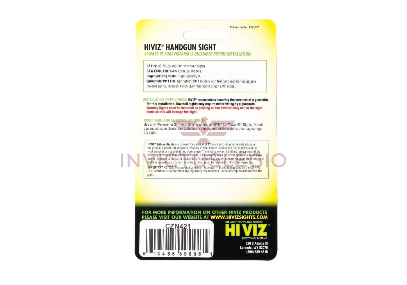 HIVIZ LITEWAVE H3 TRITIUM/LITEPIPE SIGHT SET FOR CZ 75/P01 CZN421 - INVICTUSLEGIO