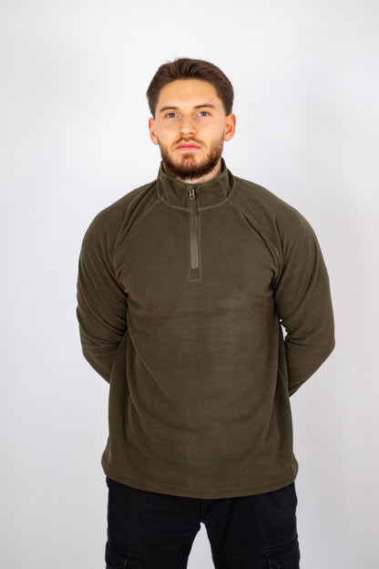 Shirt, "Troyer", Microfleece, langarm, oliv, 200 g/m² - INVICTUSLEGIO