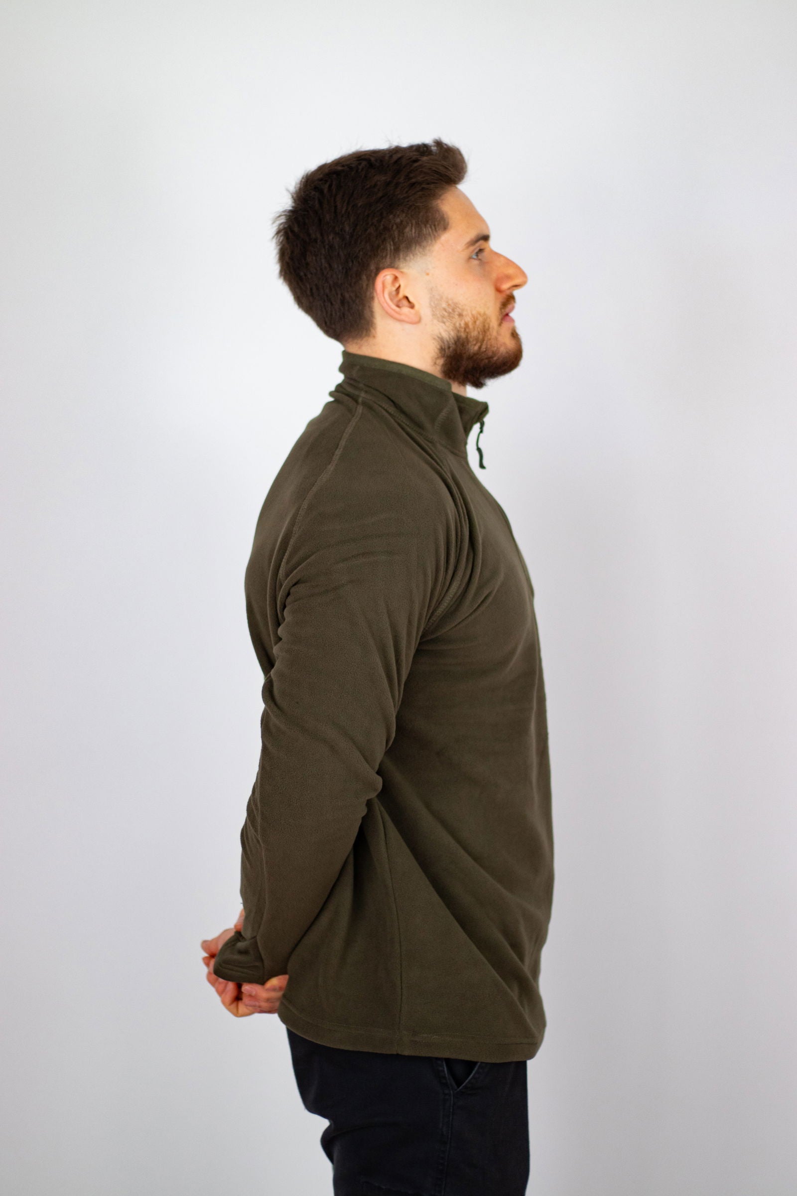 Shirt, "Troyer", Microfleece, langarm, oliv, 200 g/m² - INVICTUSLEGIO