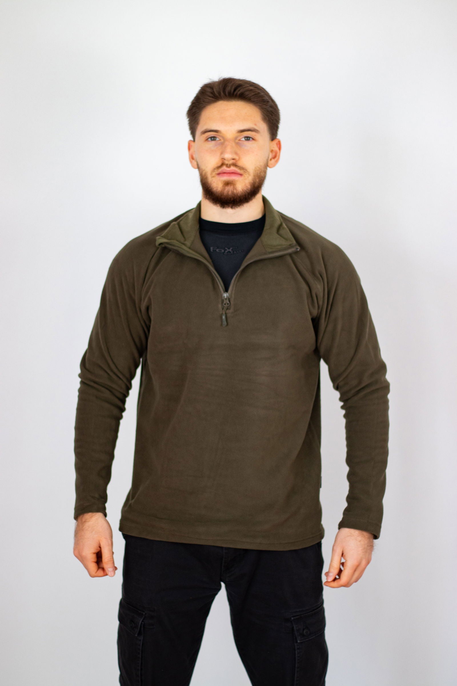 Shirt, "Troyer", Microfleece, langarm, oliv, 200 g/m² - INVICTUSLEGIO