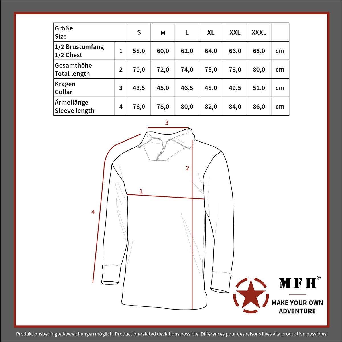 Shirt, "Troyer", Microfleece, langarm, oliv, 200 g/m² - INVICTUSLEGIO